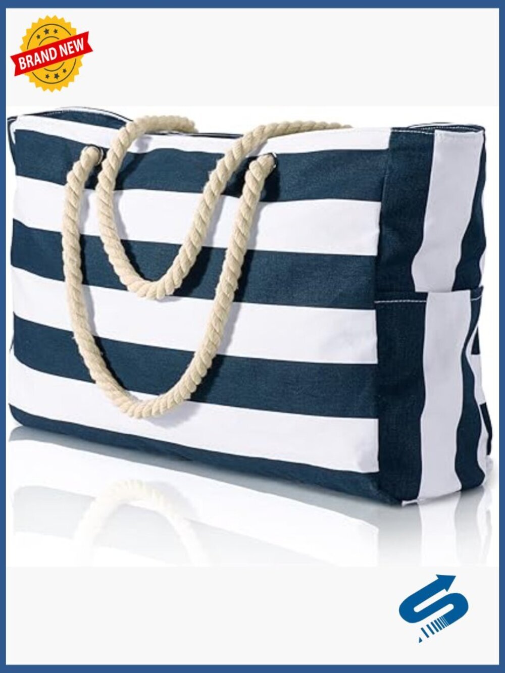 Large Waterproof Beach Tote Bag with Zipper, Travel Pool Swim Bag